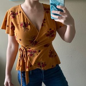 Lily white cute wrap flutter short sleeve tee